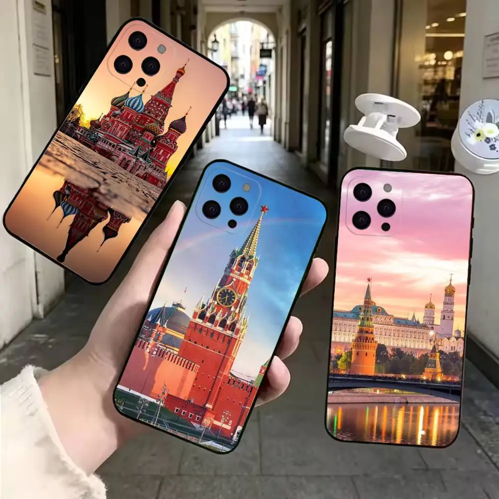 Чехол для телефона Moscow Kremlin Fashion, черный, мягкий, совместим с iPhone 11, 12, 13, 14, 15, 16, 17 Pro Max Mini Plus Air