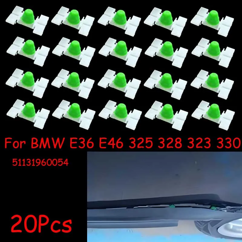 

20X White Nylon Car Clips With Green Cap 51131960054 - Perfect Fit For BMW E36 E46 325 328 323 330 M3 Door Fender Moulding Trim
