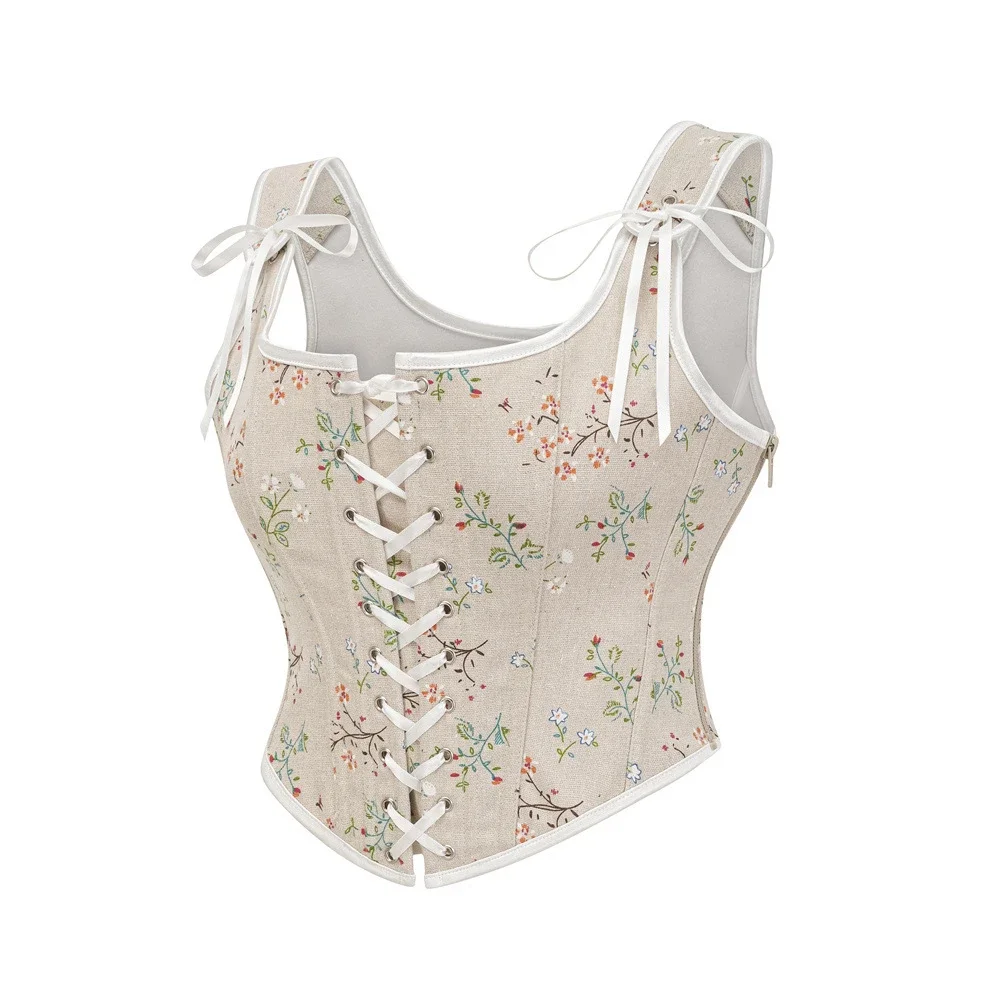 

Elegant Corset Sleeveless Skinny Tank Top Gothic Vintage Overbust Bustier Y2K Streetwear Girdle Vest