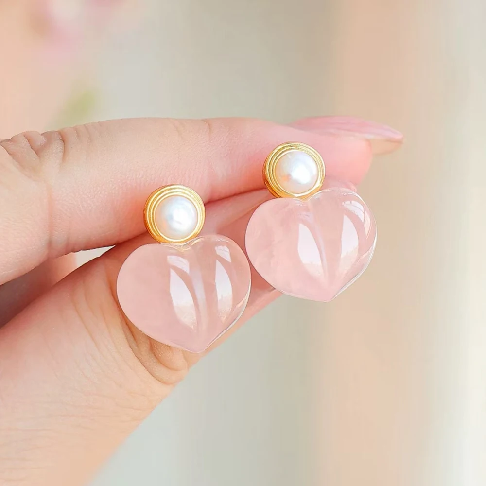 

Элегантные серьги из натурального розового кварца, серебро 925 пробы, кристалл, драгоценный камень, 13 мм, изысканные ювелирные изделия для женщин, подарок на вечеринку, Рождество