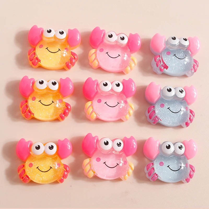 

Leslie 10pcs Solid Color Cute Crab Charms Resin Flatback Cabochon Accessories Decoration for Nail Art Hair Bows Phone Case