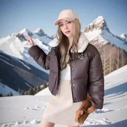 2024 nuovo inverno addensato Parka donna inverno collo di pelliccia piumino moda cotone giacca corta da donna cappotto con cappuccio