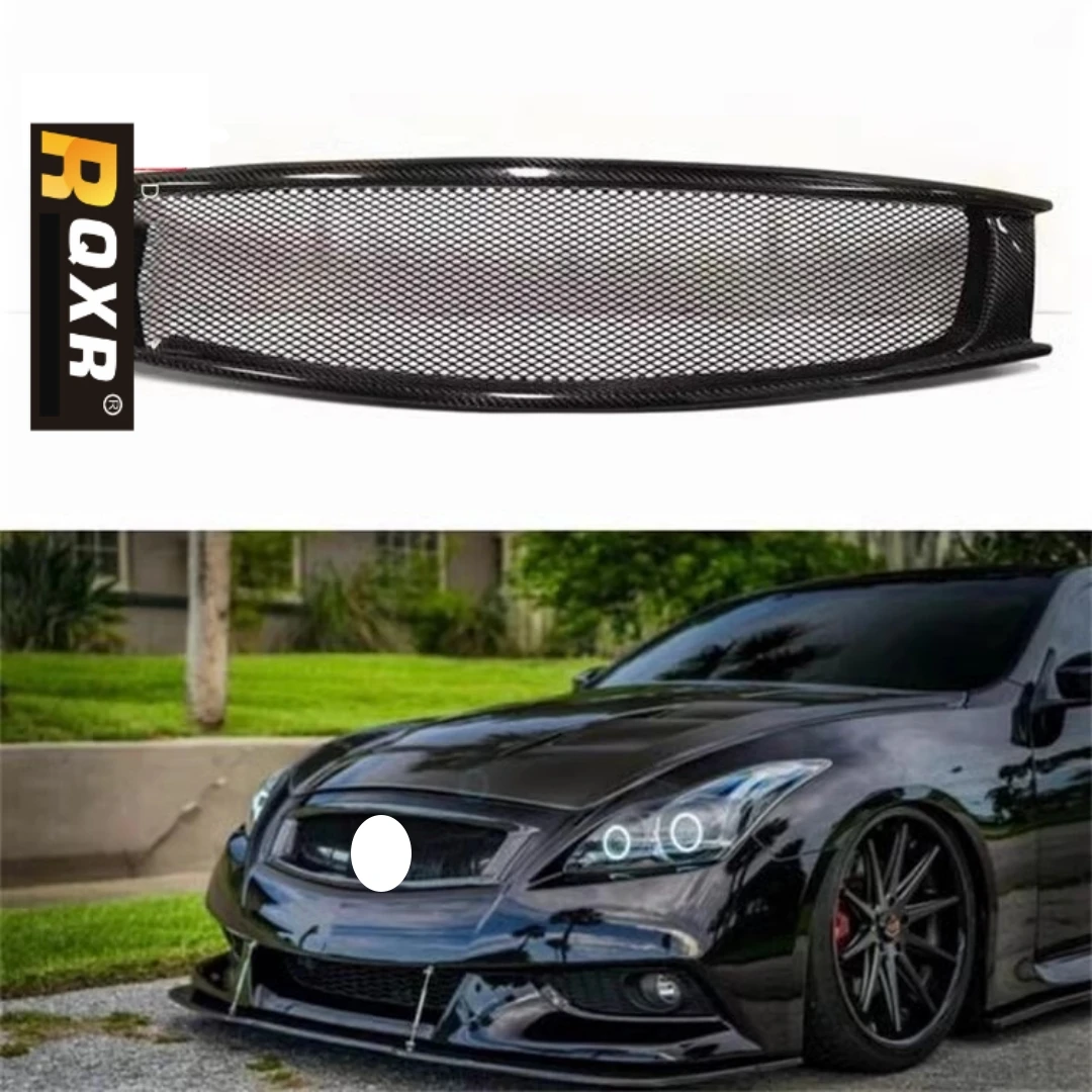 

Carbon Fiber Grill Mask Grid Radiator Grille Front Bumper Net Assembly For Infiniti G37 2008-13 Modified