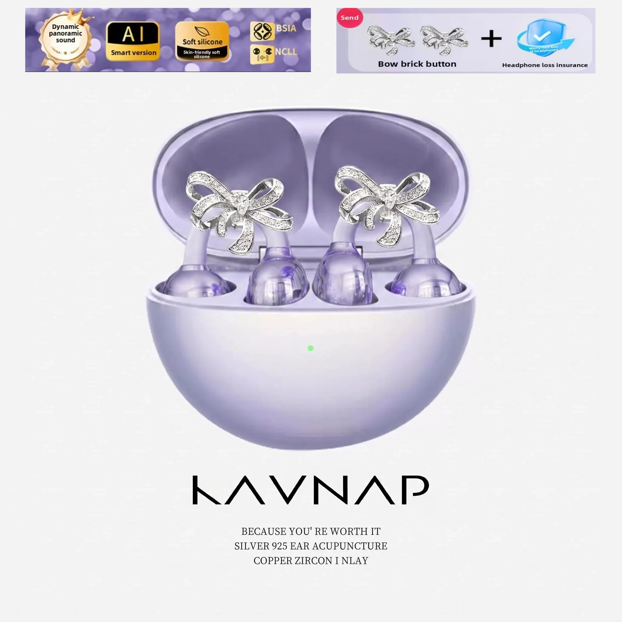 2026 New AI Ear Clip Earrings Bluetooth Earphones with Noise Reduction, Sports, Long Battery Life, High Aesthetic Value, Comfort