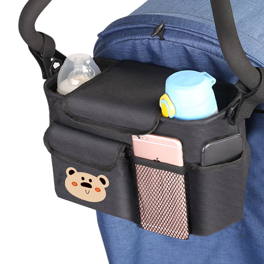 Baby Stroller Bag Lightweight For Travel Waterproof Fabric With Bottle Holders Diaper Pouch Phone Slot Stroller Bag