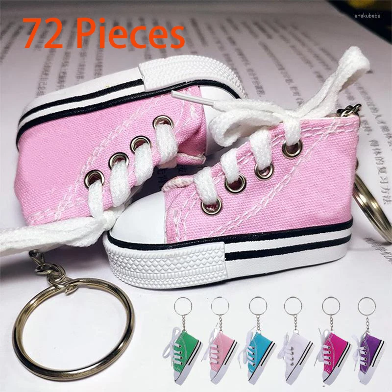 72Pcs 3D Canvas Sneaker Tennis Shoe Keychain Blue Pink Black White Sports Shoes Keyring Bag Ornaments Car Trinket Keyring