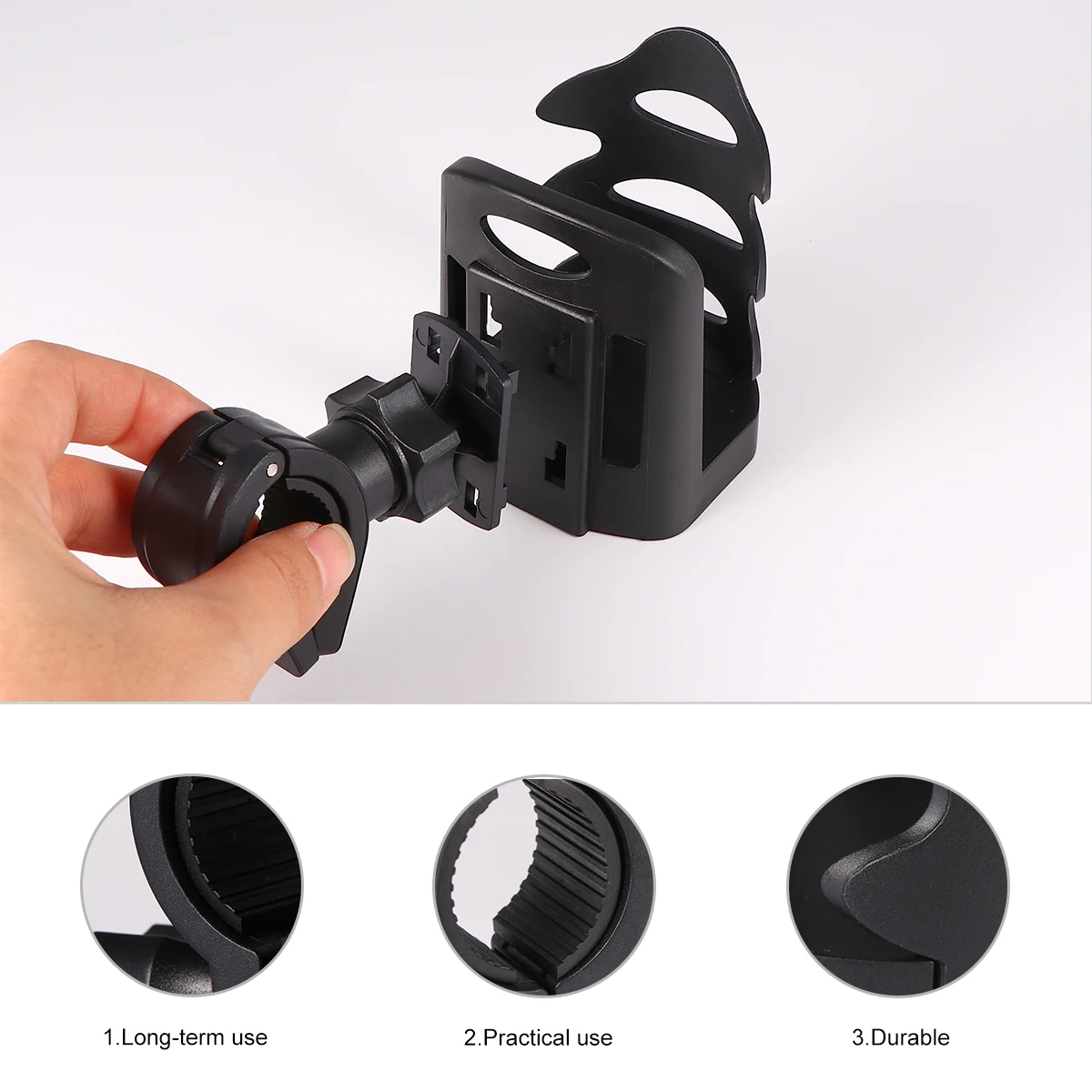 

1pc Bike Bottle Holder Black Durable Adjustable Cup Holder For Bicycles Mountain Bikes Wheelchairs Prams Cycling Travel