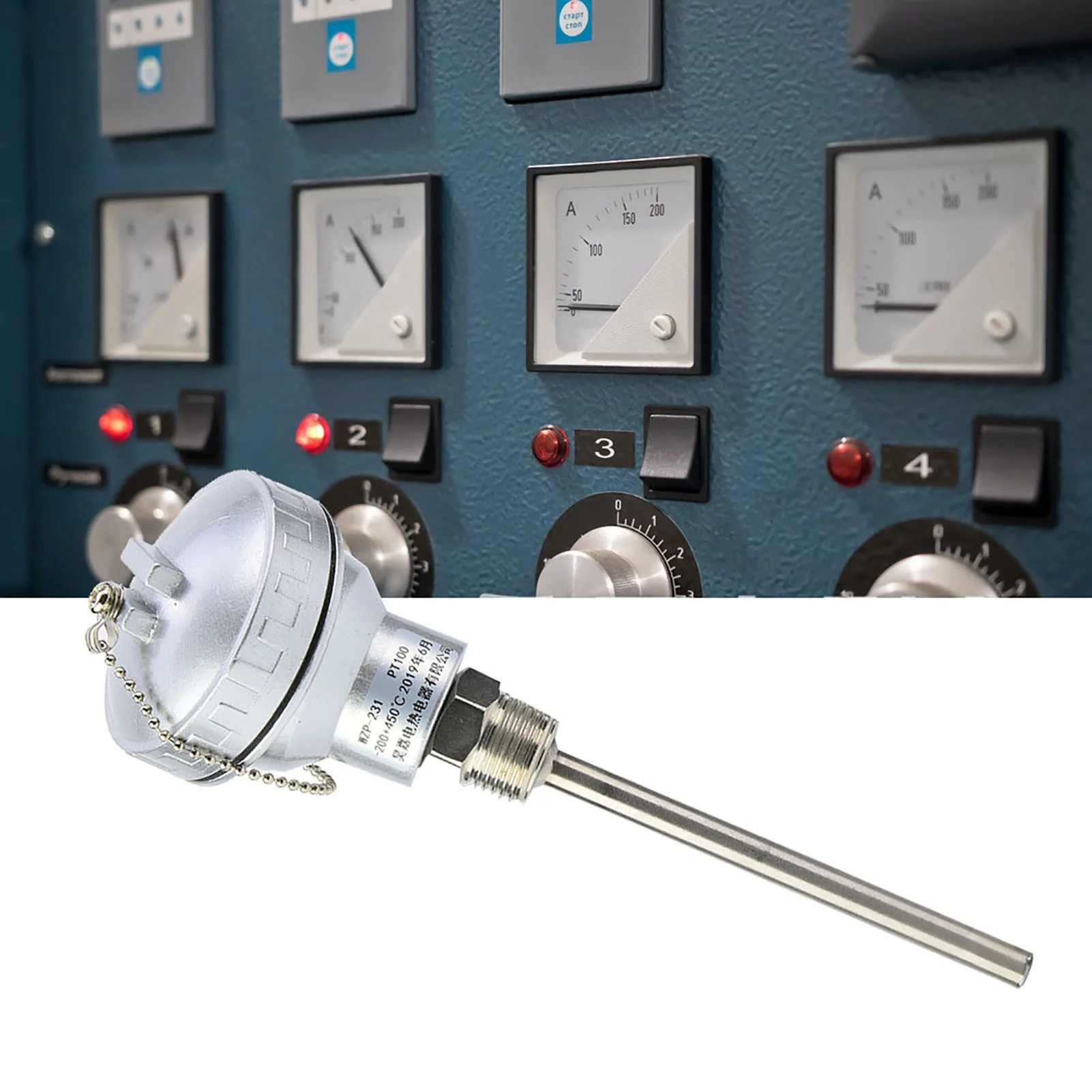 D5 RTD PT100 Temperature Sensor Probe 1/2" NPT Thread Thermocouple Terminal Head(PT 50/100/200/400mm) Temperature Sensor  Tools
