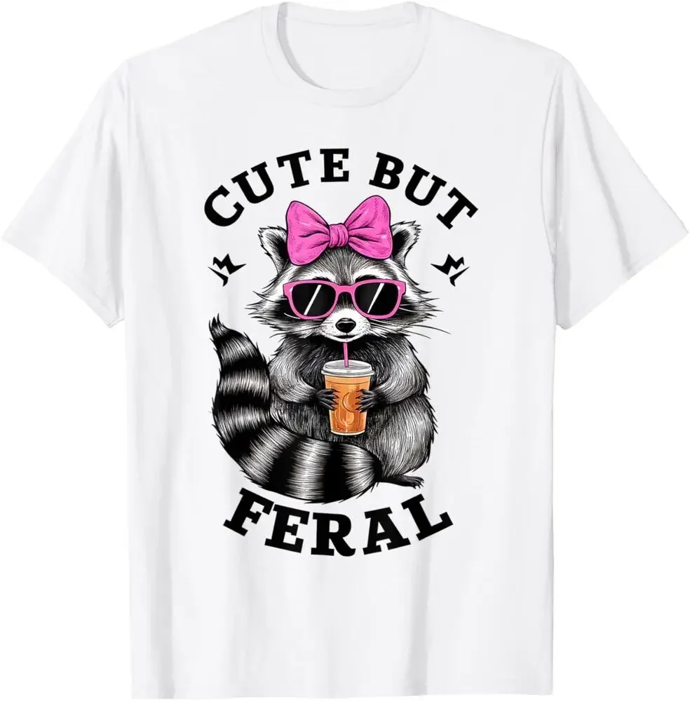 

Cute But Feral Funny Colorful Racoon With Sunglasses Racoon T-Shirt