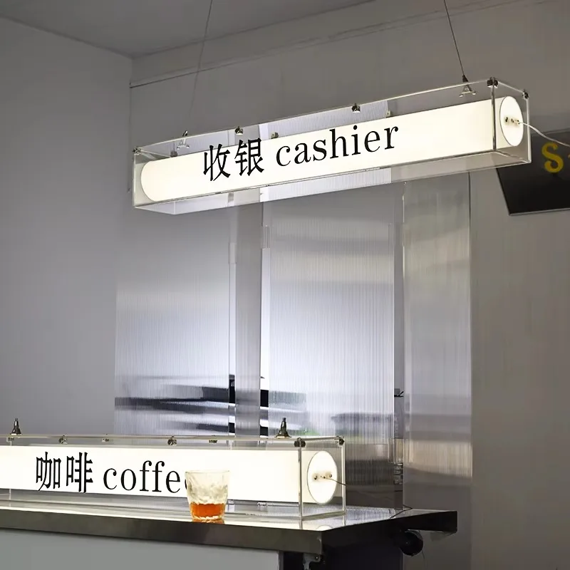 Bar ceiling acrylic light box custom clothing store advertising signs hanging door signs