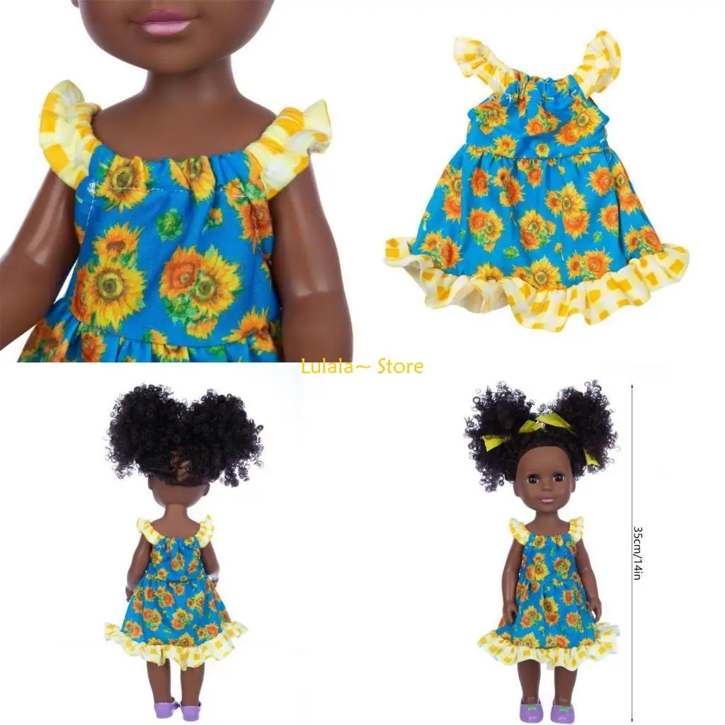 

Y4QA 14 дюймов/35 см милая черная игрушка-реборн для милой девочки для куклы с афро-волосами Baby Favor G