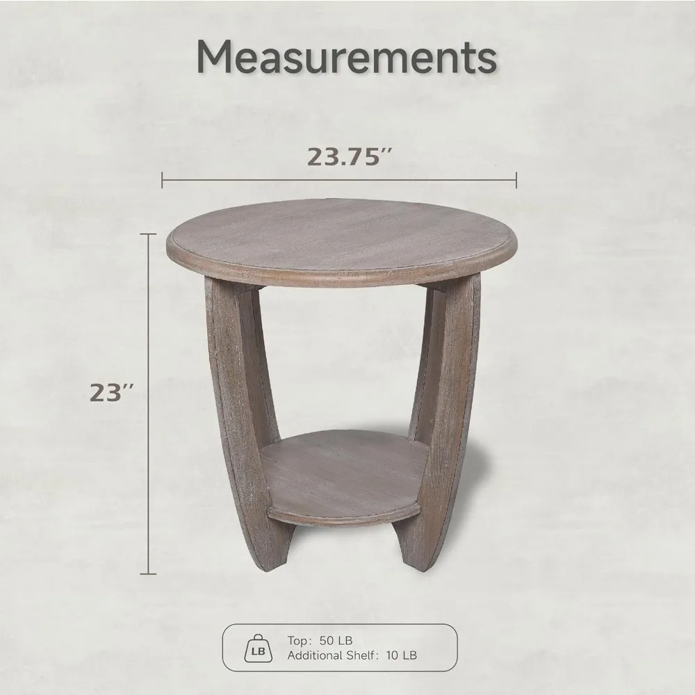 Rustic Farmhouse end Table with Storage Shelf, French Country Accent Side Table for Family, Dinning or Living Room, Small Spaces