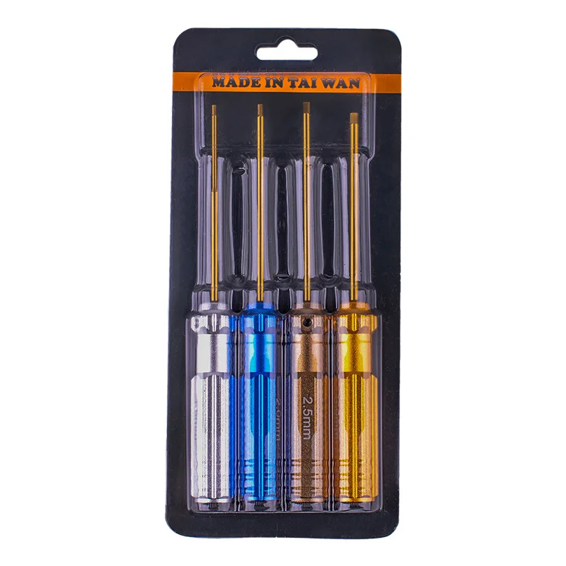 

Model Aircraft Accessories Tools Color Handle Inner Hexagon Screwdriver/Four Pack Hexagon Handle Titanium Alloy Steel4-piece Set