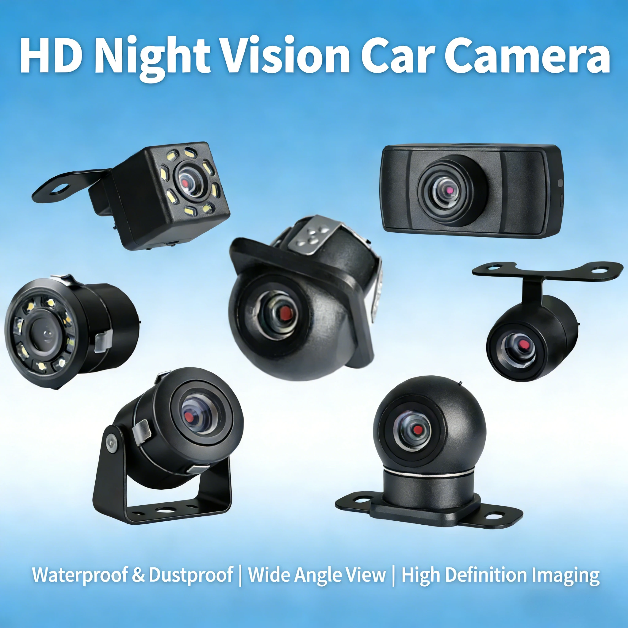 Car Rear View Backup Camera Night Vision High-Definition Reversing Parking Monitor Waterproof Up to 170°C Vehicle