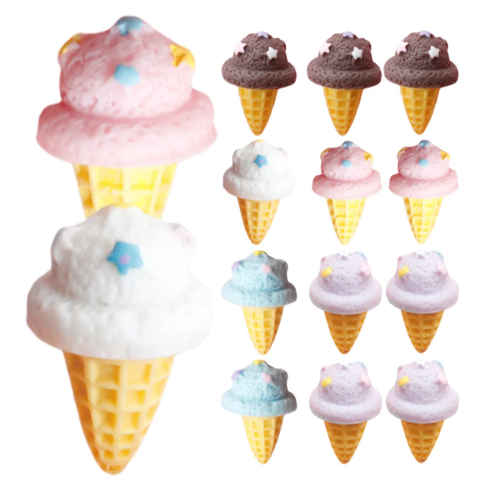 디저트 가게 디스플레이 액세서리용 16개 시뮬레이션 가짜 아이스크림 콘, 실물 같은 인공 아이스크림 소품 다기능