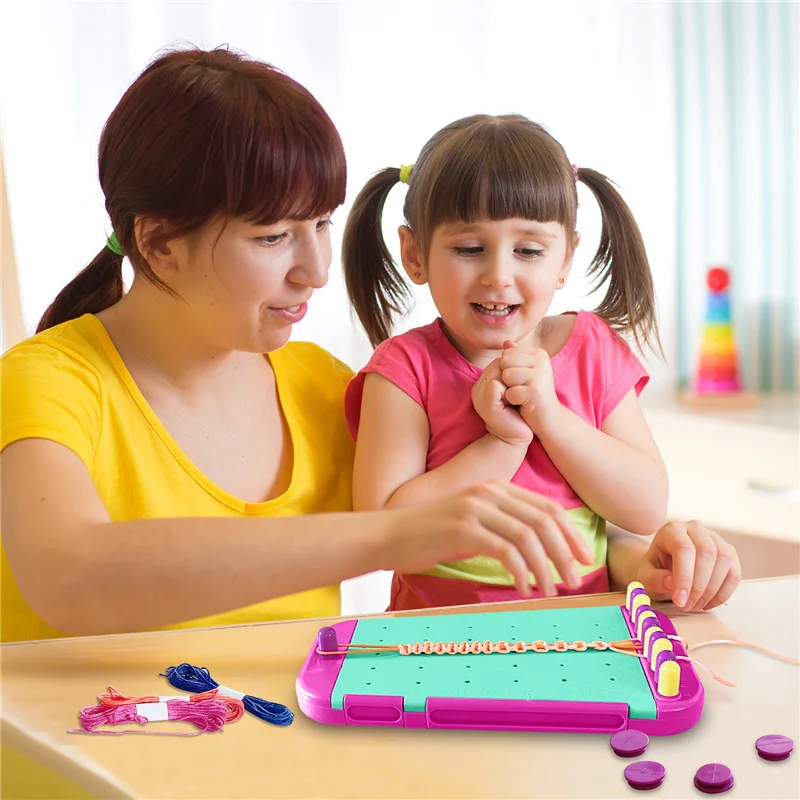 Friendship Bracelet Making Kit Hand Knitter Toy DIY Arts and Crafts Rope Making Weaving Toy Set Gift for Children Girl