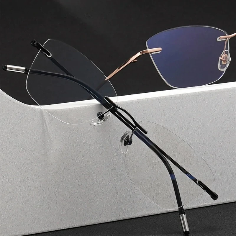 

Элегантные женские очки по рецепту, безободковые, из чистого титана, легкие, модные, для мужчин и женщин, оптические, без оправы, Gafas