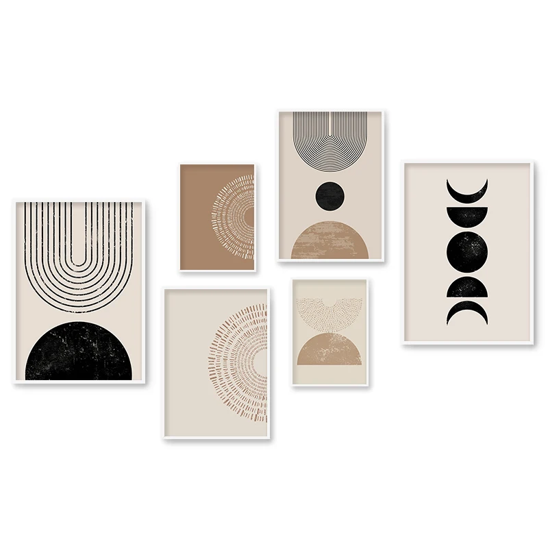 Pintura en lienzo abstracta de líneas geométricas Morandi, póster artístico impreso para pared, cuadro decorativo moderno