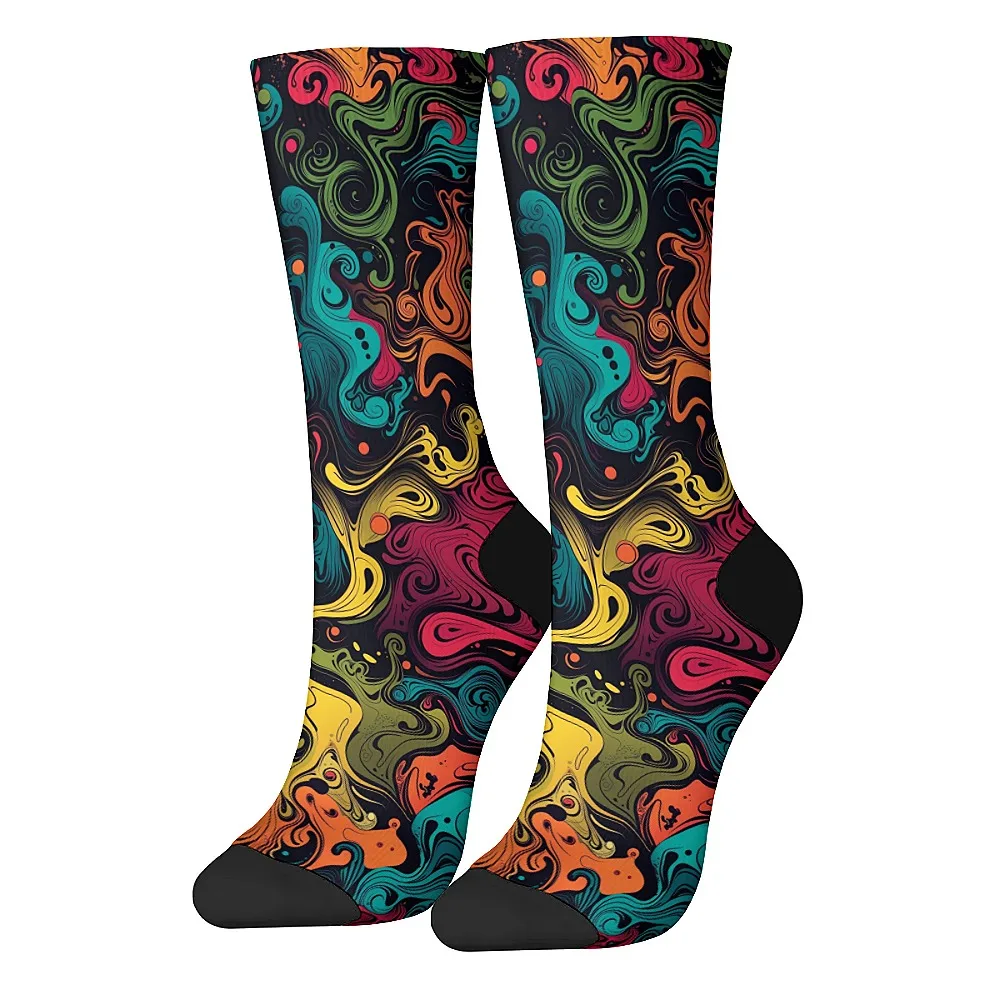 

Мужские носки в стиле ретро с абстрактной жидкостью, новые носки для экипажа, удобные и дышащие, повседневные трендовые спортивные носки в стиле хип-хоп, мужские подарки