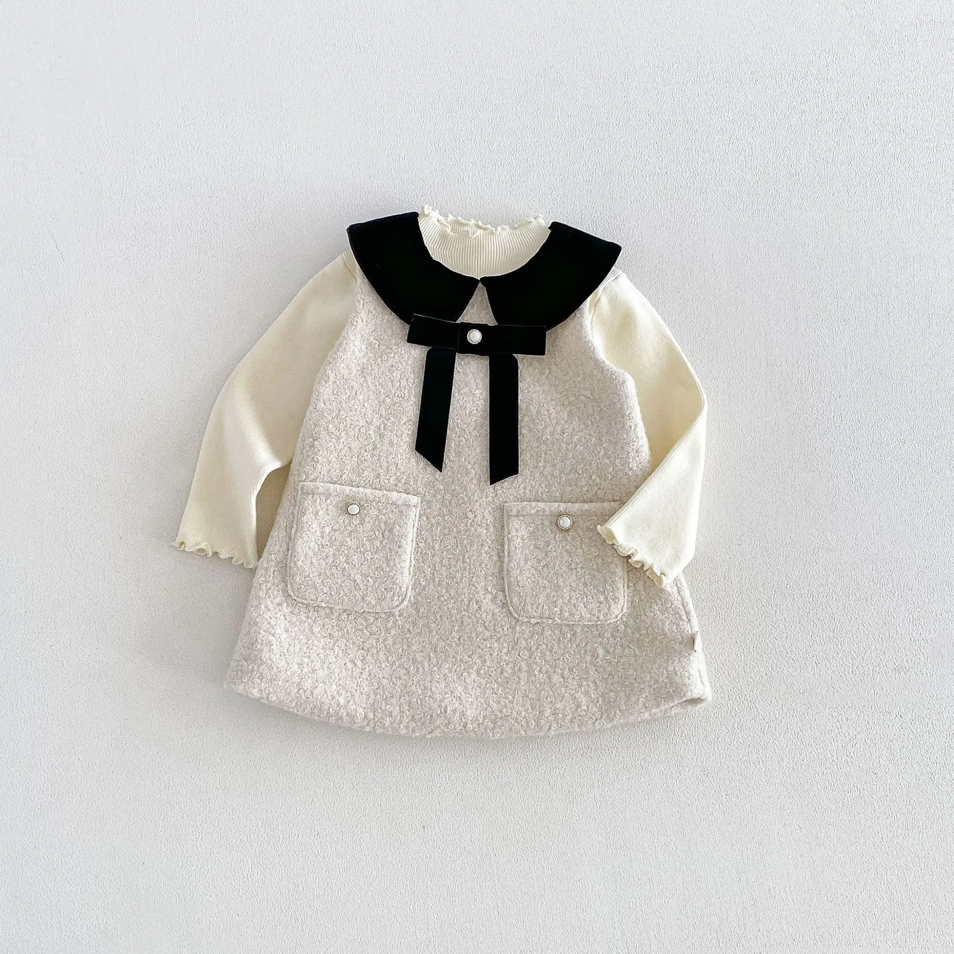 2026 New Winter Girls Tweed Style Fleece-Lined Jumper Dress | Thick Warm Party Gown | Cute Sleeveless Dress