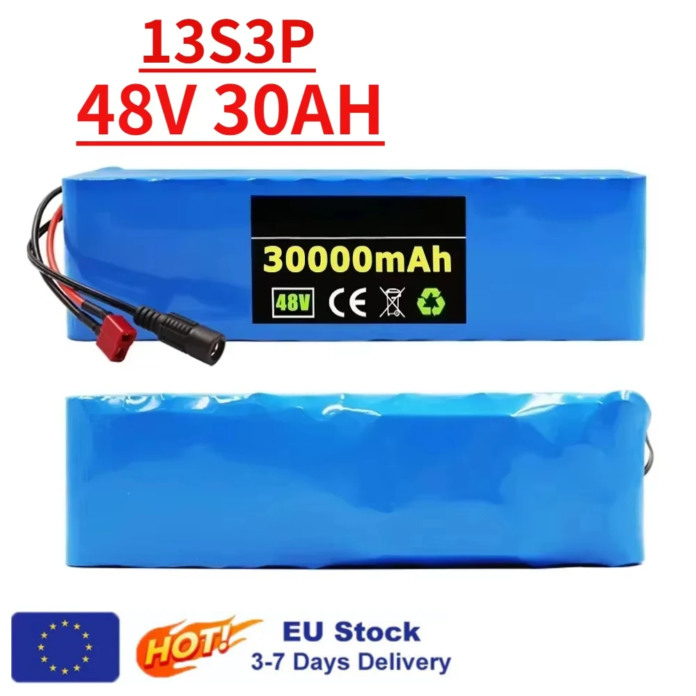 Neuer 48V 30Ah 2000W 13S3P DC/T Lithium-Ionen-Akku, geeignet für 48V-Motoren mit BMS+54,6V-Ladegerät