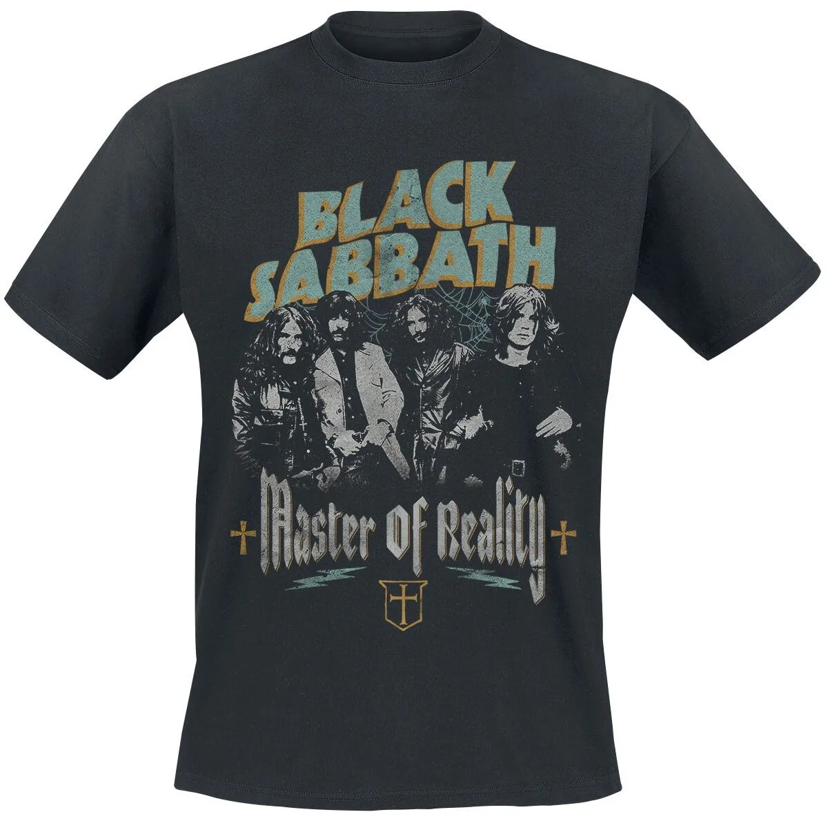 Black Sabbath Master of Reality Band Portrait Print T Shirt, 100% Cotton Casual Neutral Tee, Heavy Metal Streetwear
