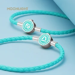 MOONLIGHT 12 Constellation Bracelets Charm Leather Bracelet Scorpio Virgo Sagittarius Pisces Women Couple Birthday Jewelry Gifts
