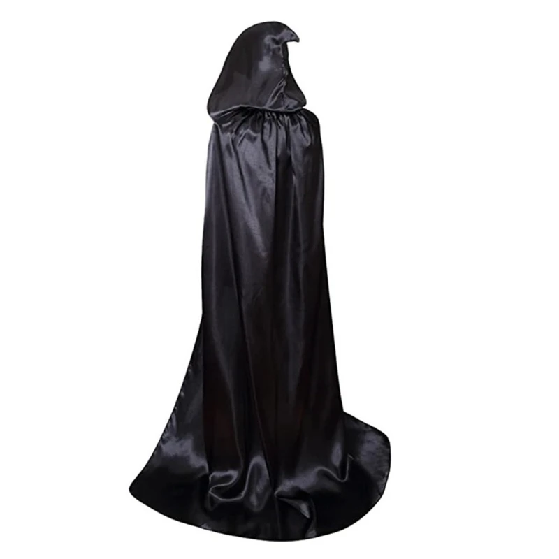 Hooded Robe Cloak Long Velvet Cape Cosplay Costume Adult Unisex Vampire