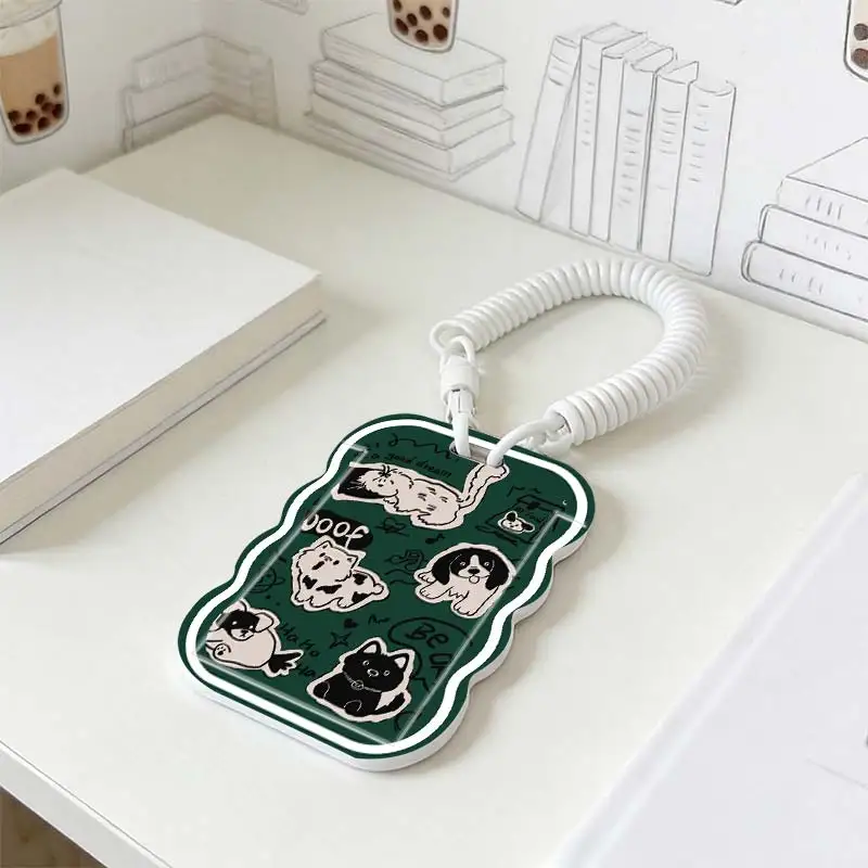 Card Protection Cover for Student Bus/Meal Card Protection Case Kpop Photocard Holder Photo Protector Stretchable Spring Cord