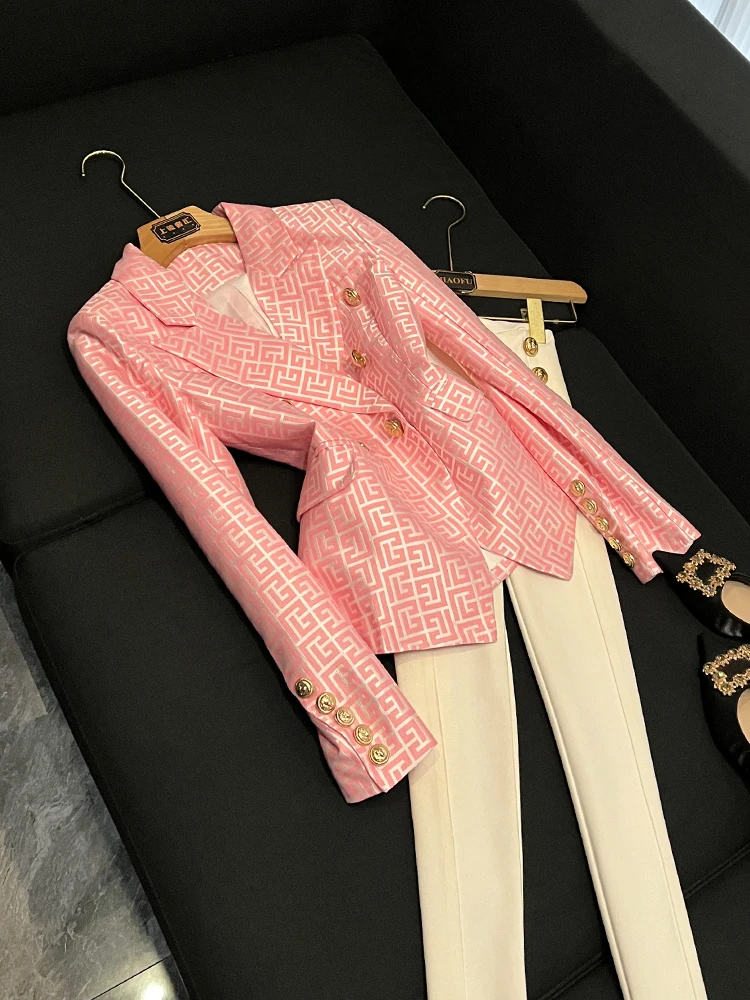 

Облегающий женский костюм с геометрическим узором и золотой вышивкой, джинсовый элитный европейский костюм для поездок на работу, длинный све, ягодицы...