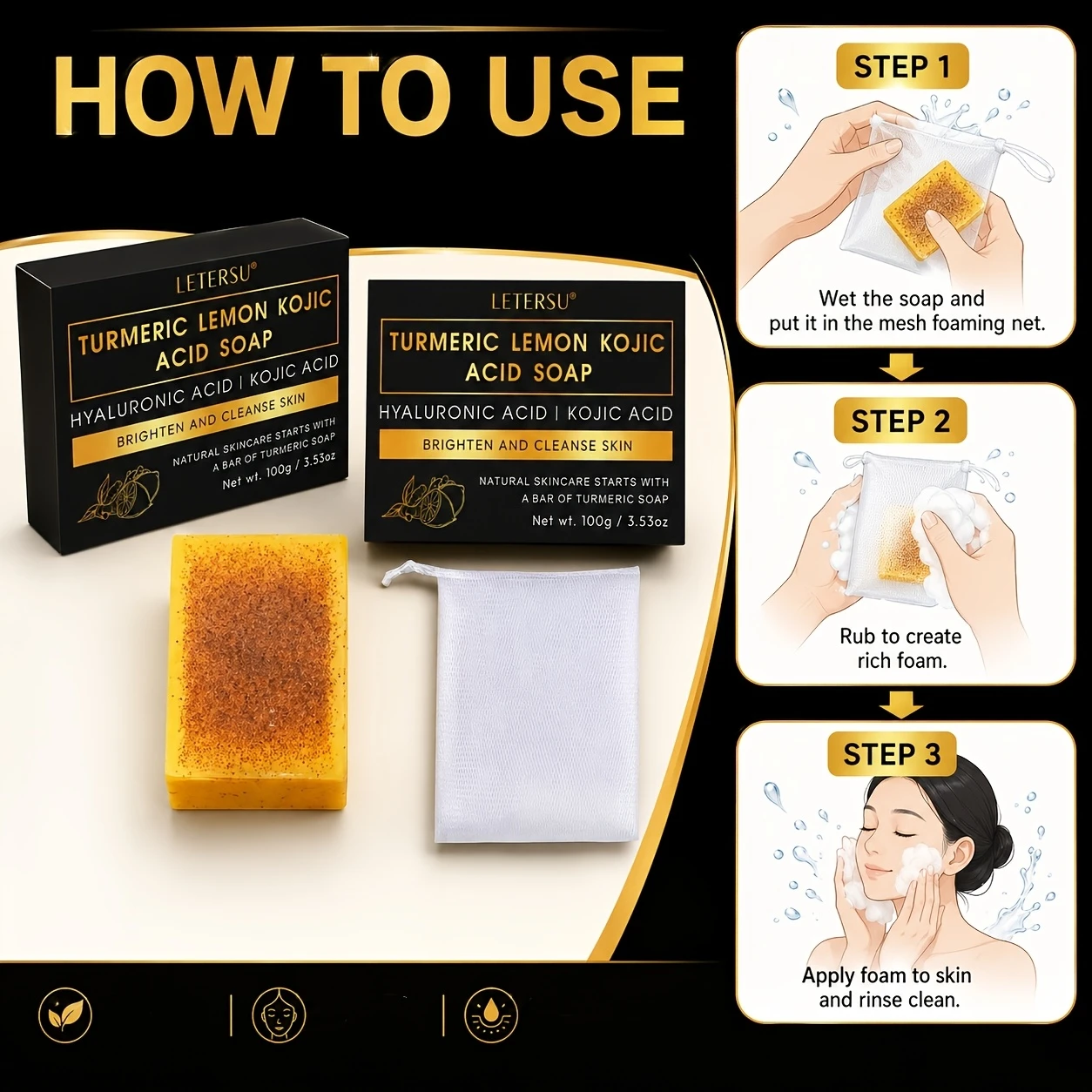 100g Turmeric Hand Made Soap, - Kojic Acid Soap review and price