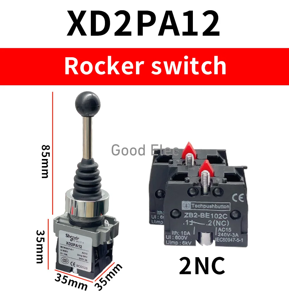 XD2PA12CR XD2PA22CR ositions Latching Maintained Wobble Stick Joystick Switch Two direction lock switch master switch rocker