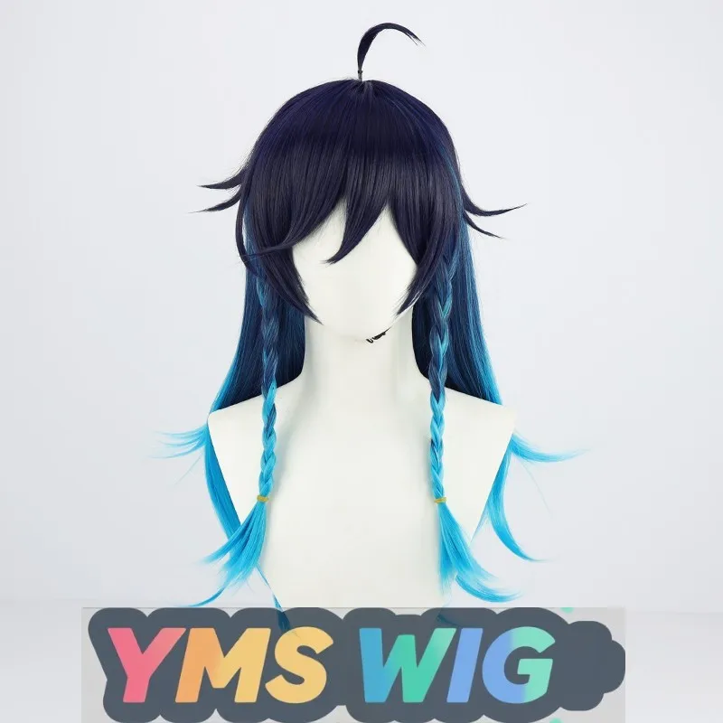 【YMS WIG】Peruka Cosplay Genshin Impact Venti z Efektem Zmiany Płci, Realistyczna Skóra Głowy, Damskie Długie Włosy z Pasemkami, Inspirowana Inazuma Castle
