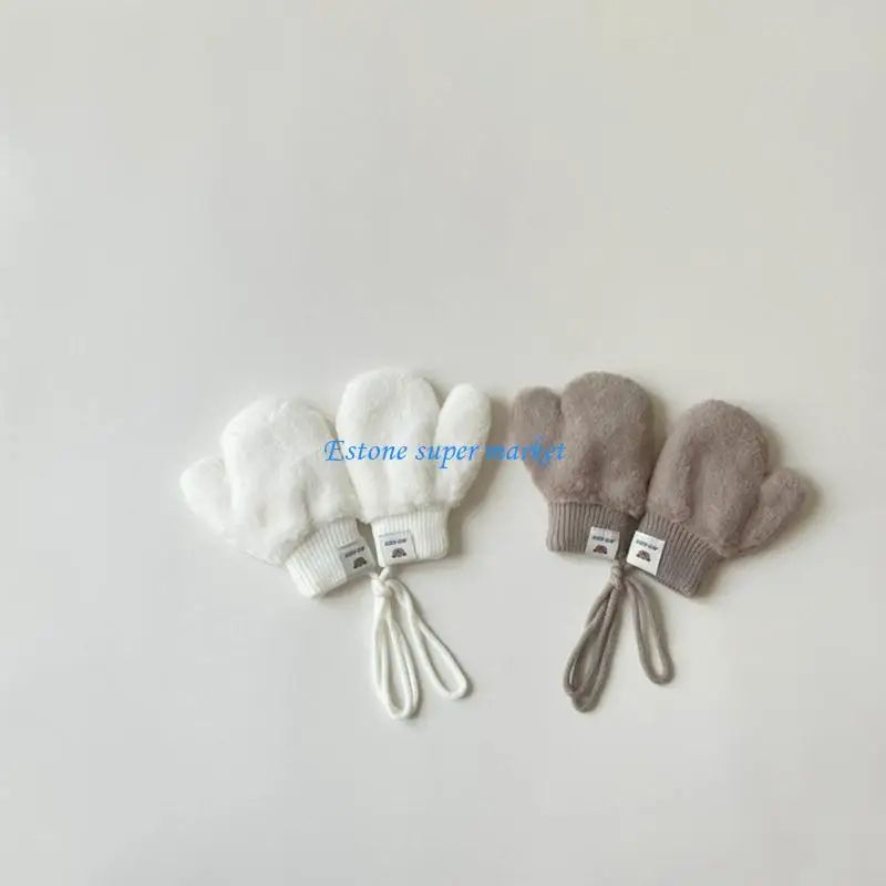 

090b шея подвесные перчатки пушистые перчатки без пальцев теплые перчатки детские рукавицы для малышей