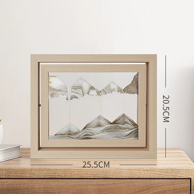 3D Sandscape Moving Sand Art Picture Quicksand Liquid Hourglass Glass Wooden Frame Flowing Sand Painting Office Home Decor Gifts