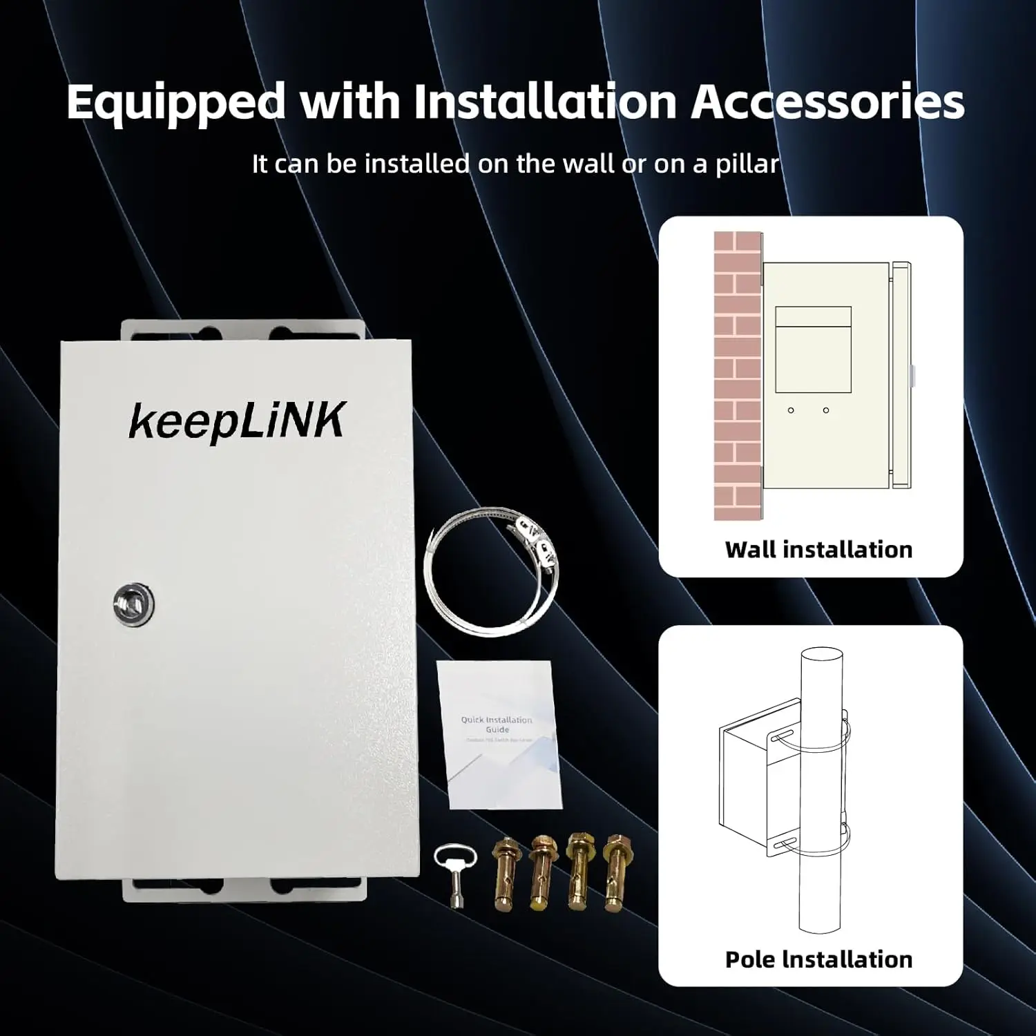 KeepLiNK Outdoor Smart Network Box 8-Port Gigabit PoE Switch Unmanaged 2 SFP Slots 300W Power Supply  Fiber Optic Equipment view 6