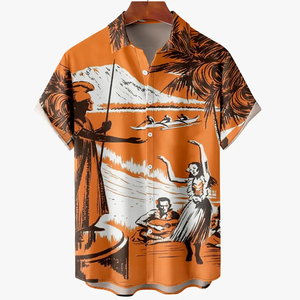 Men's Summer Vacation Casual Outfit with 3D Digital Print Featuring Multiple Patterns and Buttoned Short-sleeved Shirts Jacket