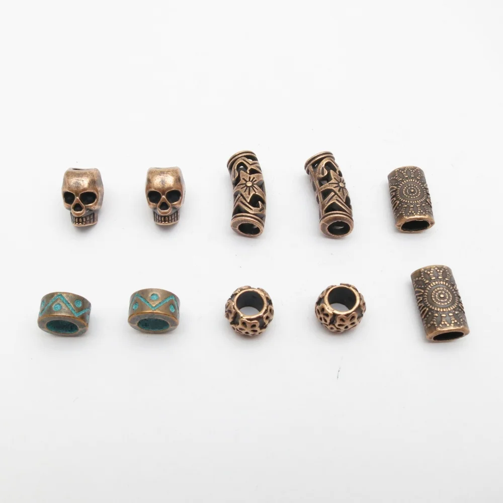 10pcs Red Copper Beads Hair braid Dreadlock Beads Spacer Beads Skull Flower patterned for Jewelry Making Supplies Accessories ﻿ image 5