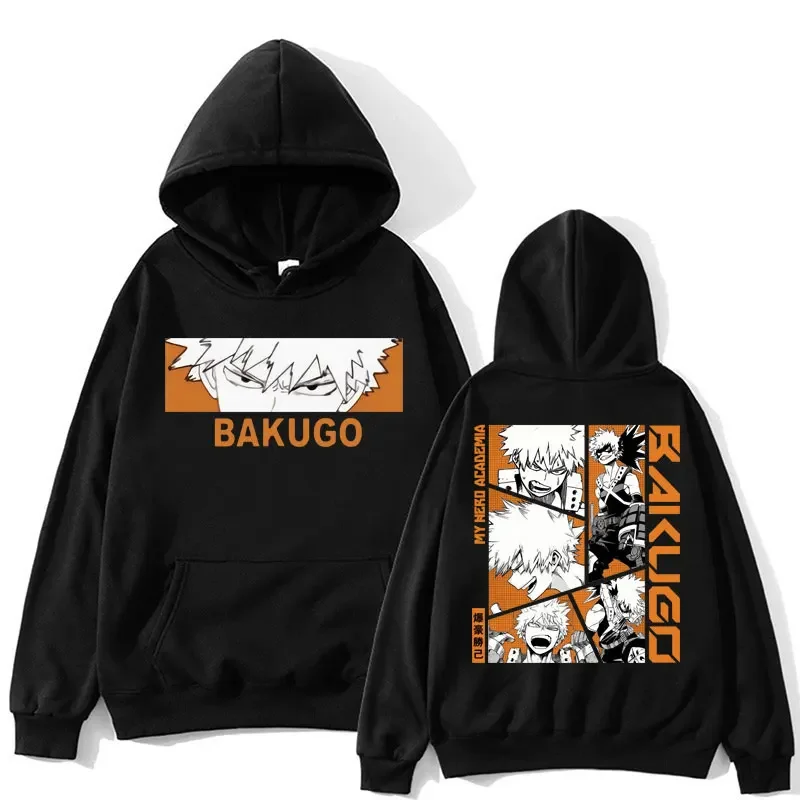 My Hero Academia Bakugo Katsuki Manga Panel Graphic Hoodie，Unisex，Drawstring Hooded Sweatshirt Front Back Anime Print Oversized