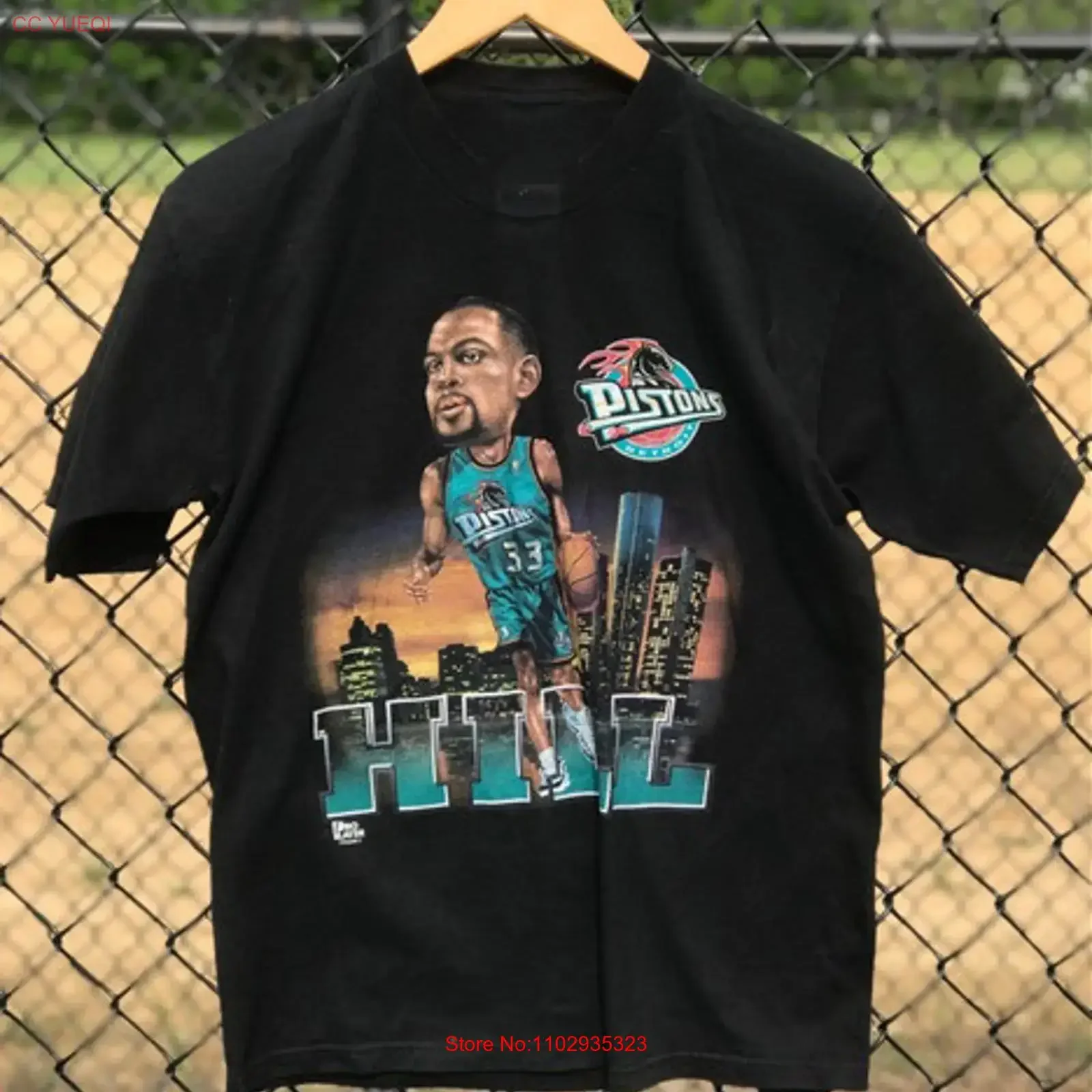 Camiseta Vintage Pro Player Grant Hill KK198 con gráfico lavado, ligeramente de diseño, versátil y elástica para hombre