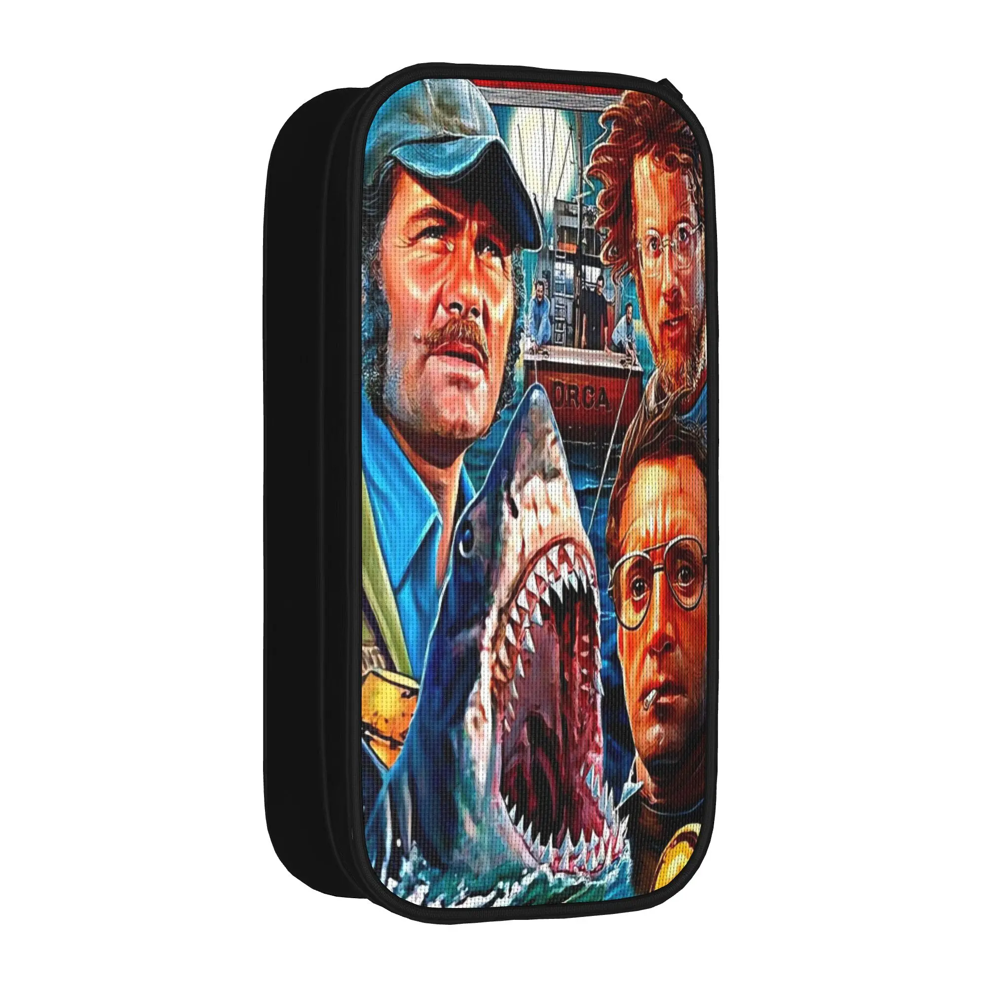 Jaw-Shark Classic Film Amity Island Pencil Case  Canvas Pencil Box Girls Boys Lovely Large Capacity School Pencil Cases