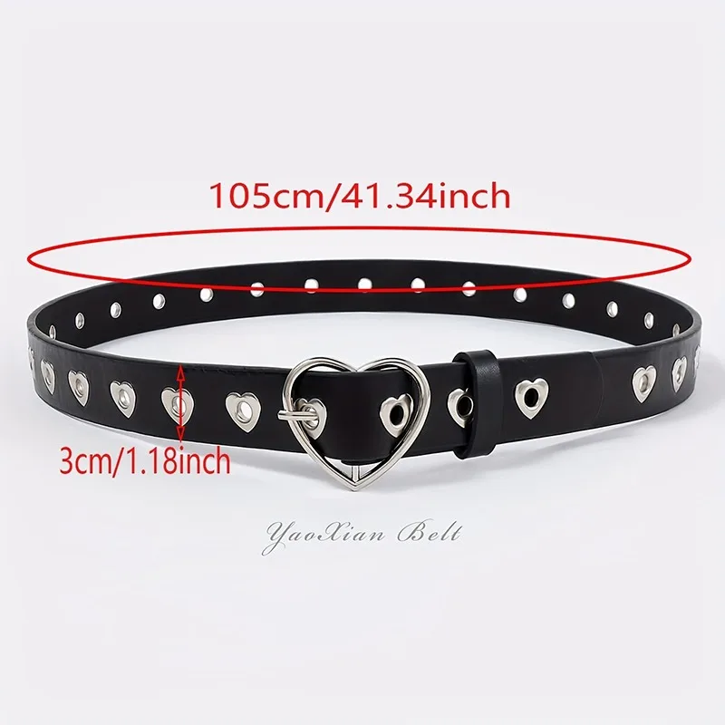 Moda feminina vestido jeans cinto de couro do plutônio fivela de metal coração pino cintos senhora meninas lazer cintura