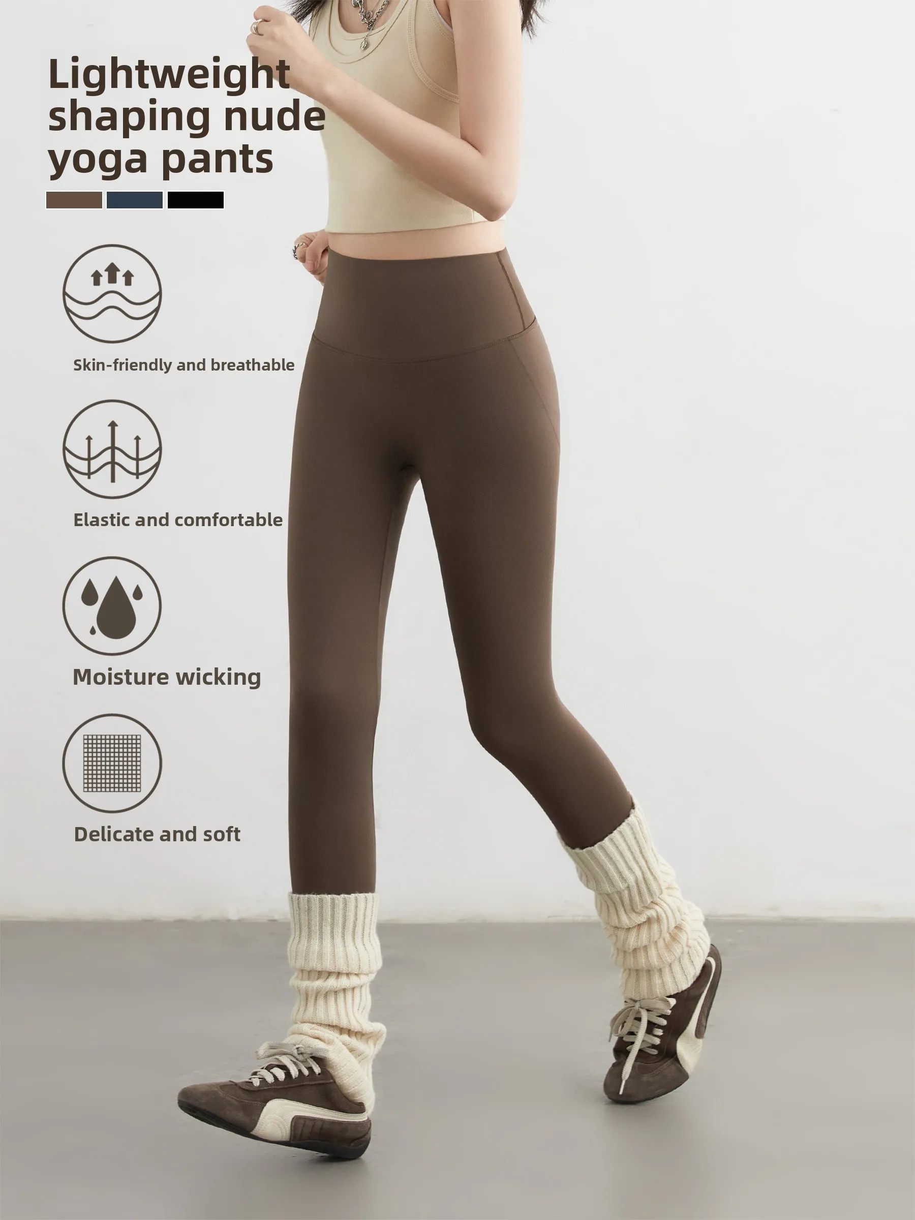 

High Waist Fce Lined Slimming Yoga Pants Women's Base Layer arkskin Pants Casual High Waist Long Trousers Nylon Spandex