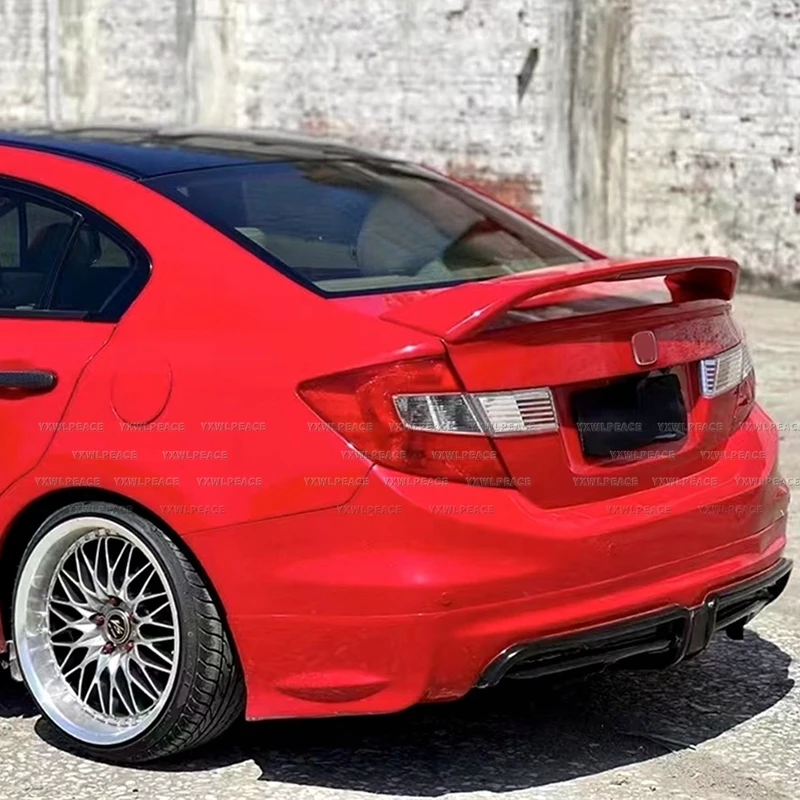 For Honda Civic 9.5th Gen 2014 2015 With Lights Style ABS Plastic Unpainted Color Rear Trunk Lip Spoiler Body Kit Accessories