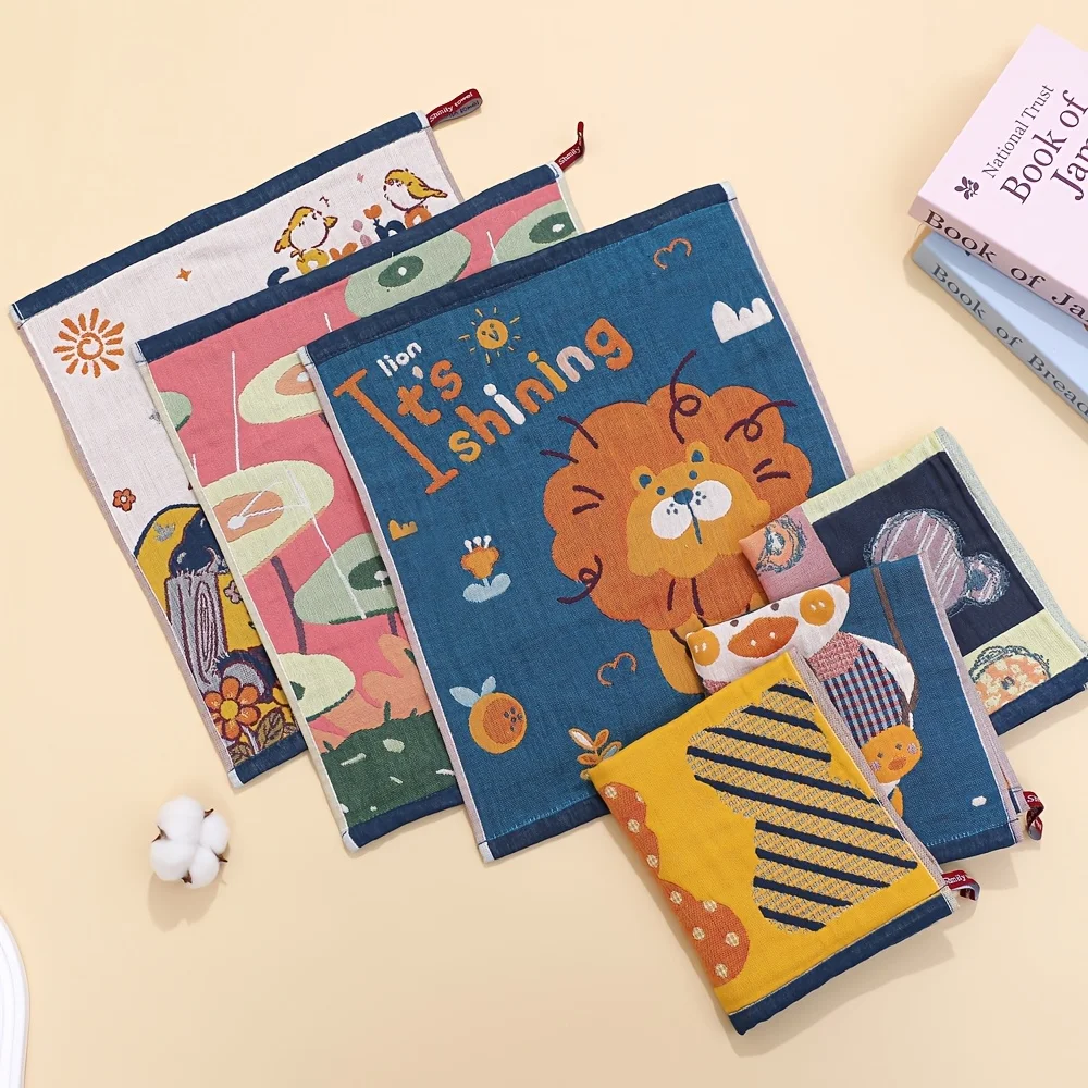 5 قطع من مناشف حمام الأطفال - قطن ناعم ومتين، مطبوعات حيوانات وأزهار لطيفة، ألوان متنوعة، هدية مثالية للأطفال الصغار والرضع