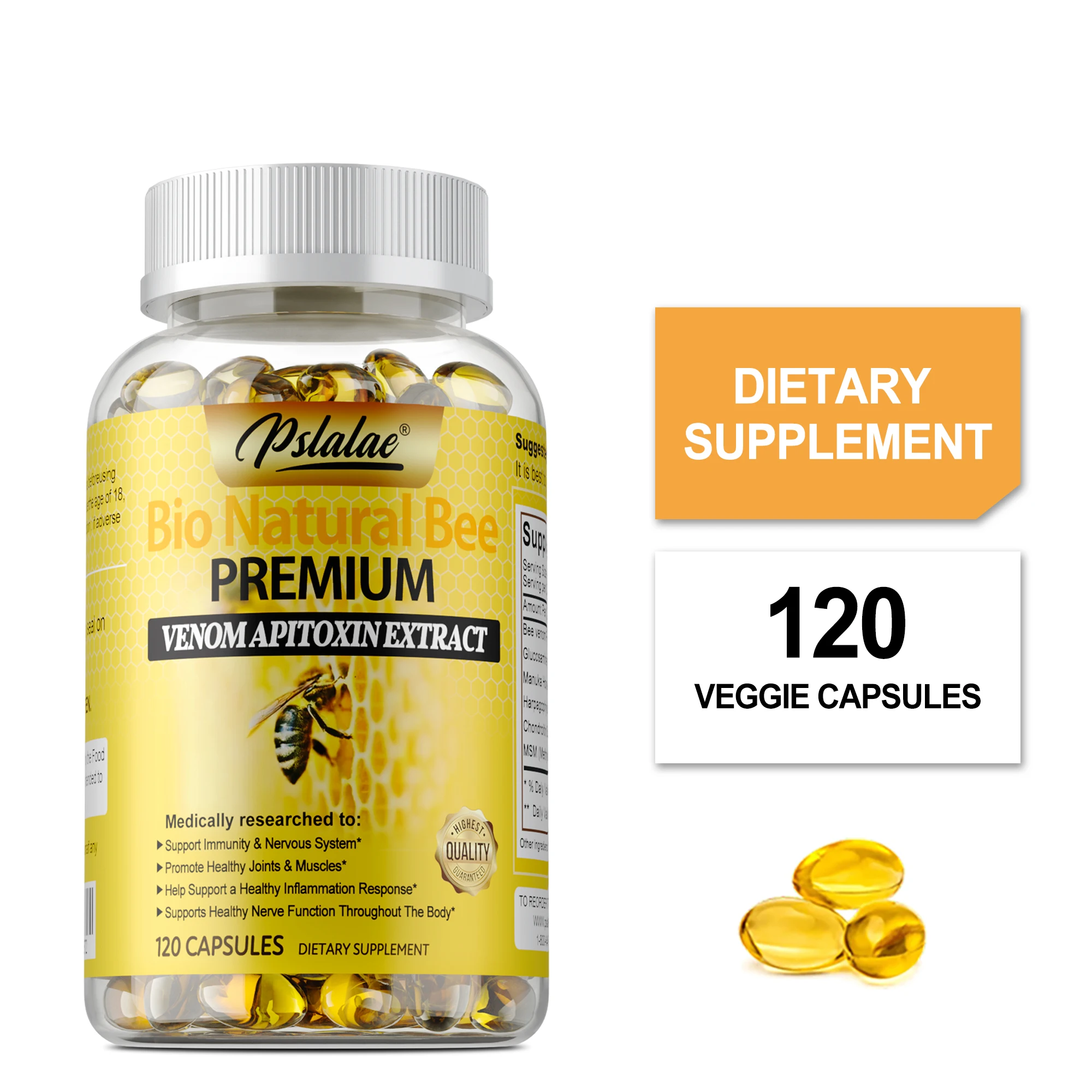 

Natural Bee Capsules - Nutrient Absorption, Relieves Joint Pain and Stiffness, Promotes Skin and Bone Health, Enhance Immunity