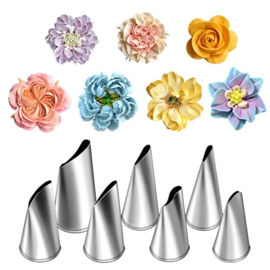 7 Pieces/Set Stains Steel Cake Decorating Ts Set Cream Icing Ping, Font Rose Nle, Pastry Tools