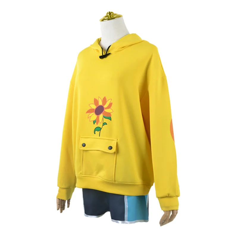 Anime Cos Wonder Egg Priority Ohto Ai Cosplay Costumes Hoodie Yellow Vast Sunflower Pullover Shorts Wig Suit Halloween Outfit