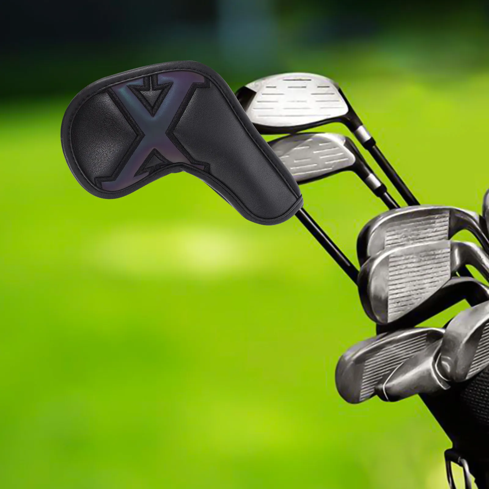 10Pcs Golf Club Head Covers PU Leather Wear Resistant Double Sided Iron Putter Protectors for Travel