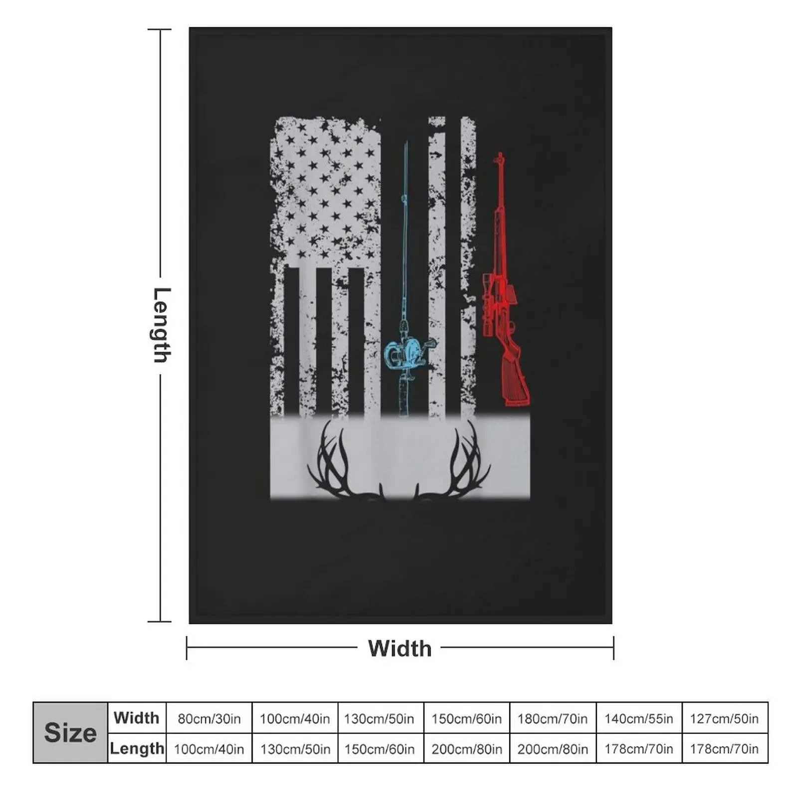 Fishing Rod Hunting Rifle American Flag Throw Blanket Custom Baby Sofa Quilt for winter Blankets